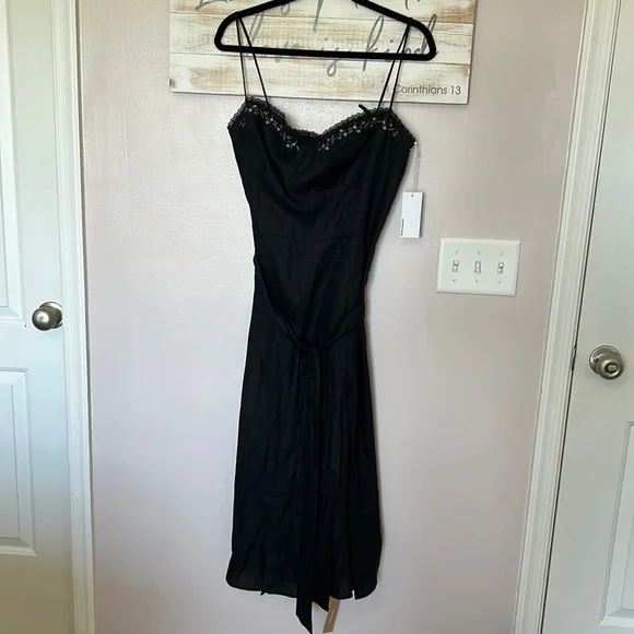 NWT REFORMATION KIERYN LINEN DRESS BLACK SIZE 12 - Picture 4 of 10